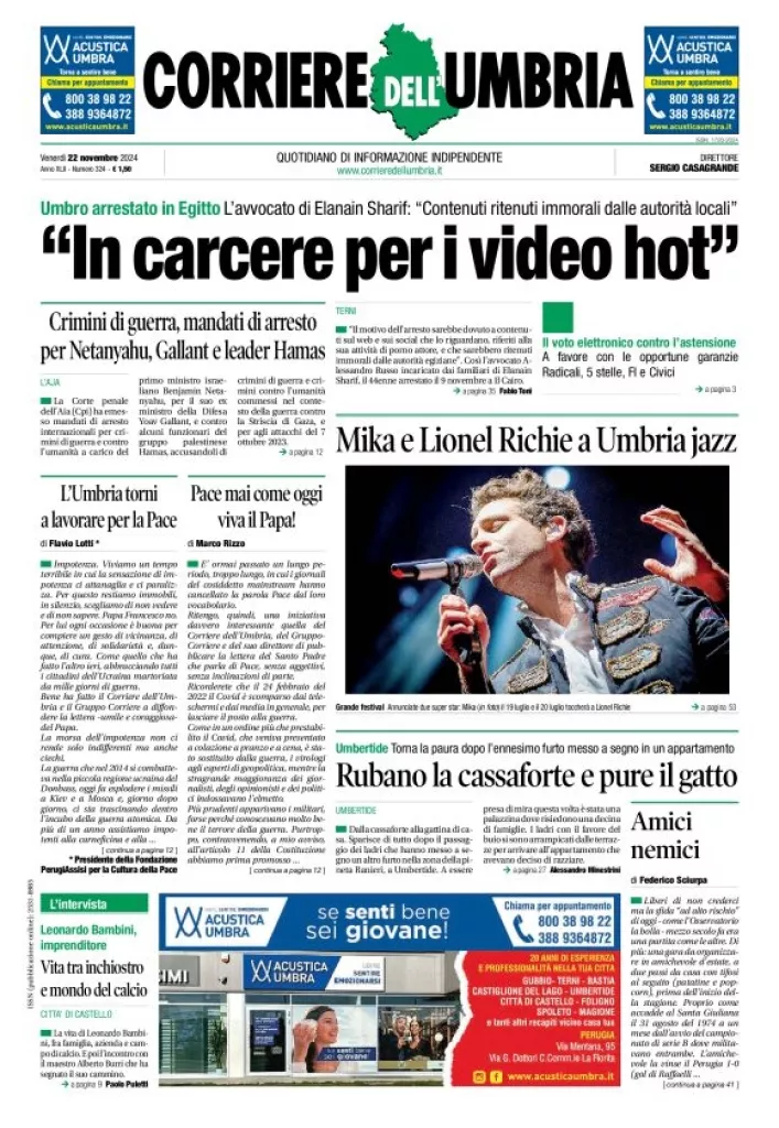 Prima-pagina-corriere umbria-del-2024-11-22